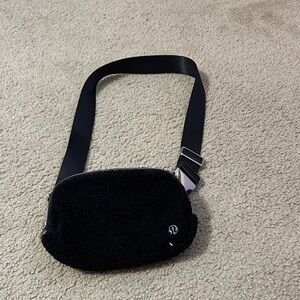 Black Belt Bag with Silver Accents